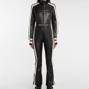 Perfect Moment Vegan Leather Crystal Ski Suit Black Stripe NWT Size Small